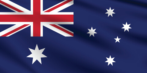 Australia flag official colors and proportion digital vector illustration. Pleated flag.