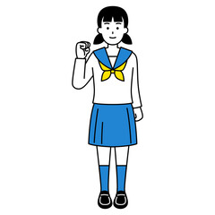 Obraz premium ガッツポーズをする女子学生（全身）