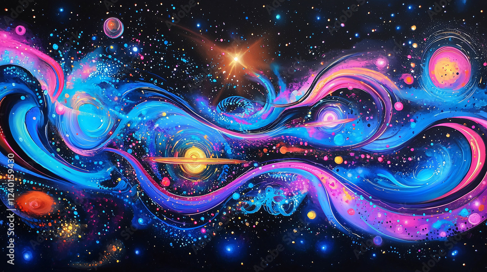 Aufkleber captivating display of vibrant galaxies and cosmic phenomena in the infinite depths of space. genera
