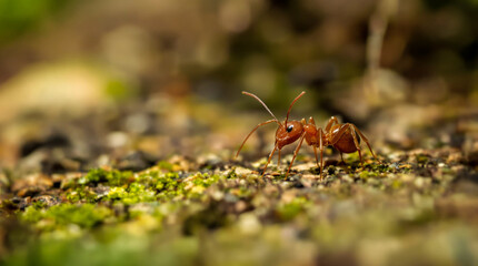 A group of black ants are on the ground.