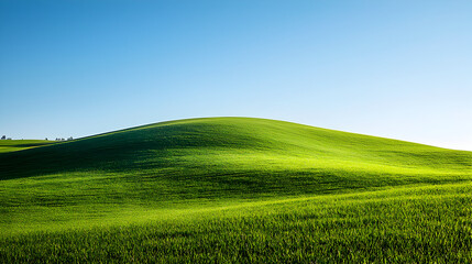 Fototapeta premium Rolling Green Hills Spring Landscape Sunny Day Nature Scenery