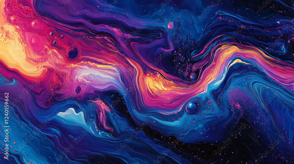 Poster vivid colors swirl across the cosmos in a mesmerizing deep space view showcasing vibrant celestial f