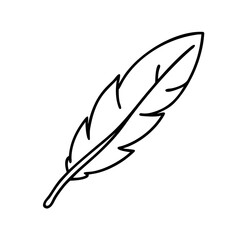 A single, elegant white feather is presented a stark, creating a minimalist yet striking image.