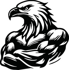 Body Builder Character with Eagle Head