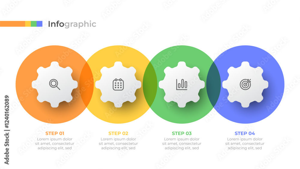 Poster business process chart. vector infographic label design with circles and marketing icons. ideal for 