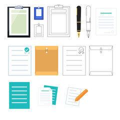 서류(종이+봉투+펜+문서+비즈니스)