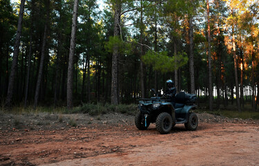Fototapeta premium Offroad safari in the jungle with ATV