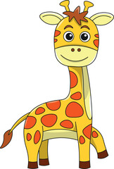 Cute giraffe cartoon. Flat vector illustration. Wild life animals. Cute animal on white background