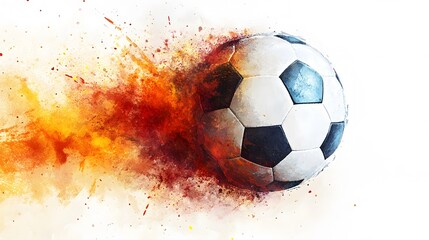 Fototapeta premium Soccer Ball In Motion With Fiery Abstract Trail