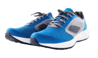 A pair of blue mesh shoes