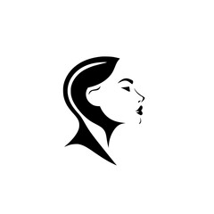 Elegant Woman Profile: A Minimalist Black and White Beauty Portrait.  Stylish and sophisticated graphic design, perfect for fashion, beauty, and art projects.