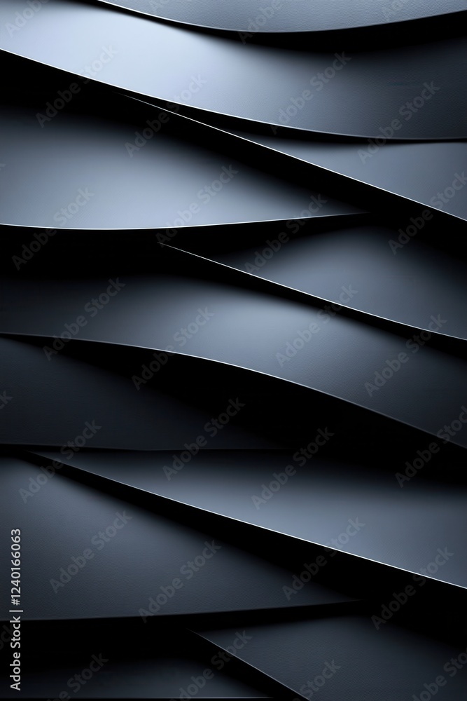 Poster abstract dark gray layered wave pattern with subtle texture and soft light creating depth