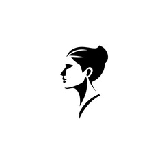 Elegant Woman Profile: Minimalist Black and White Vector Portrait.  A stylish and sophisticated graphic design, perfect for beauty, fashion, and profile icons.