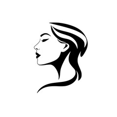 Elegant Woman Profile: A Black and White Minimalist Art Illustration.  Perfect for fashion, beauty, and design projects.