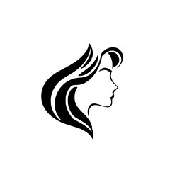 Elegant Woman Profile: A Black and White Hair Style Illustration.  Minimalist design, perfect for beauty, fashion, and hair salons.