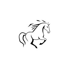 Abstract Horse: Black and White Equine Art, Elegant and Graceful Animal Design