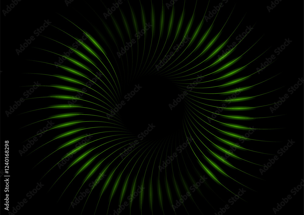 Leinwandbilder Dark green minimal circular lines abstract glowing futuristic tech background. Vector digital art rays design