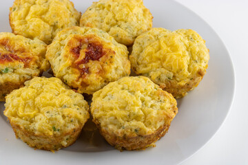 Plate of savoury muffins with copy space