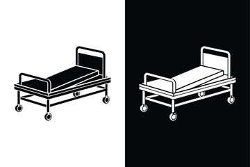 Easily Editable Medical Bed Icon silhouette for Graphic Projects. hospital, medicine, illustration, vector, horizontal, Medical Bed