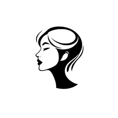 Elegant Woman Profile: A Black and White Minimalist Illustration.  Perfect for fashion, beauty, or design projects.  Stylish and modern graphic art.