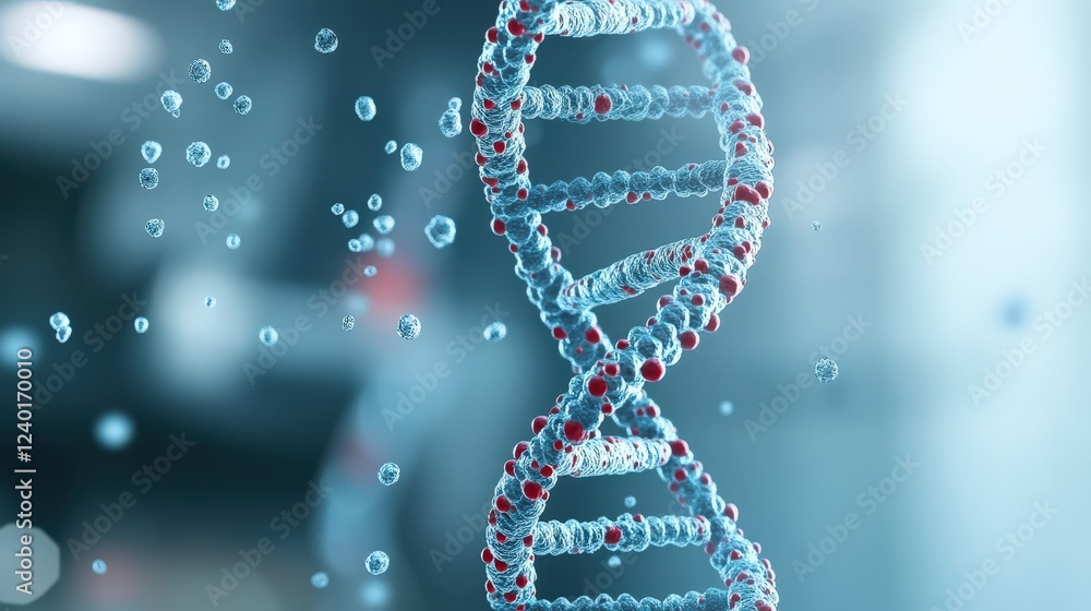 Poster intricate dna helix structure against soft blue background