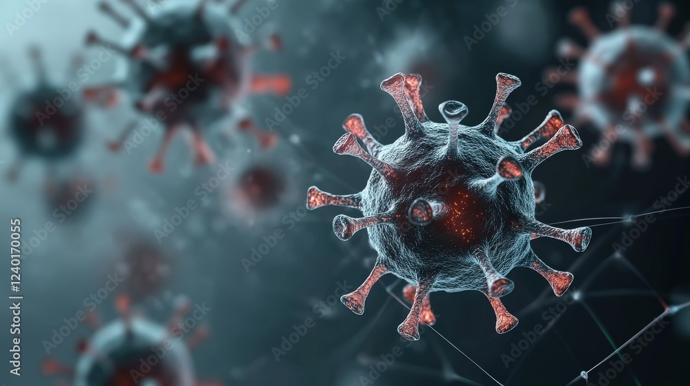 Poster microscopic visualization of virus structure and activity in detail