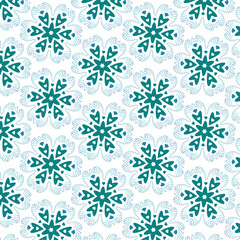 Seamless Floral Snowflake Pattern – Elegant Blue Ornamental Vector Design