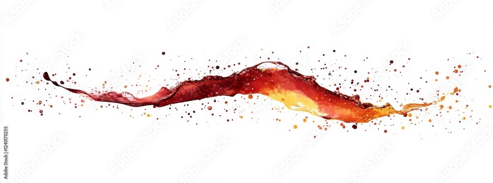 Poster abstract image of a red and orange liquid splash against a white background. the splash has a dynami