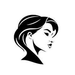 Monochromatic Elegance: A Profile Portrait of a Woman.  A stylish and sophisticated graphic design, perfect for fashion, beauty, or art projects.