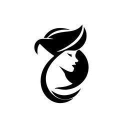 Elegant Woman Profile: Black and White Fashion Illustration.  A stylish and minimal graphic design, perfect for beauty, fashion, and profile icons.