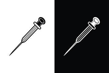 Black & White Needle icon silhouette Illustration. Healthcare Essentials. needle, icon, vector, illustration