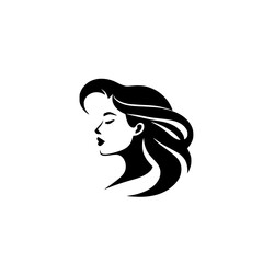 Elegant Woman Profile: A Black and White Fashion Illustration.  A stylish and graceful depiction of female beauty, perfect for beauty, fashion, and hair salons.