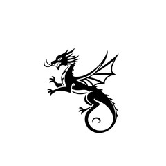 Majestic Black Dragon: A Fantasy Creature of Myth and Legend. This vector graphic design is perfect for projects needing a powerful, mythical symbol.