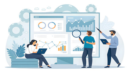 Business Analysis Meeting with Charts and Data Presentation Scene