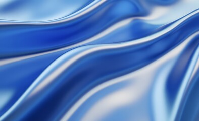 Abstract blue silk fabric waves, elegant, smooth, flowing textile texture background.