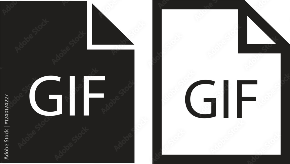 Poster file icons set. format of document on computer flat and line symbols. gif file signs. audio extensio