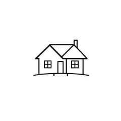Simple House Line Art: Minimalist Home Design Illustration