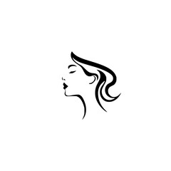 Elegant Woman Profile: A Black and White Minimalist Illustration of Female Beauty and Style. Perfect for Fashion, Beauty, and Design Projects.