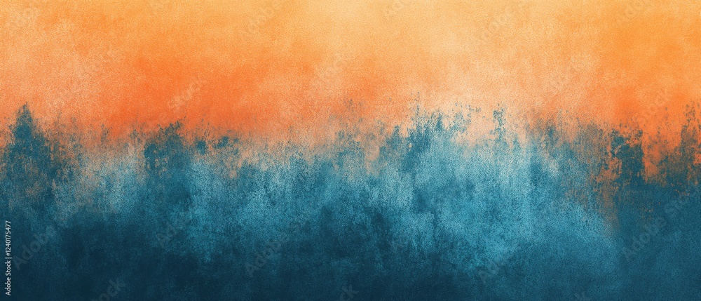 Poster abstract painted texture with orange and blue gradient color for background or design use