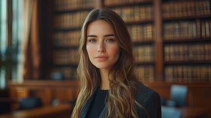 Woman, library, bookshelves, portrait, confident, study, knowledge, education, background, professional