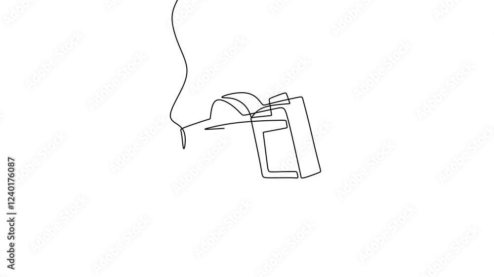 Poster one line camera animation. dslr camera digital with single continuous line drawing minimalism linear