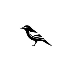 Stylized Bird Silhouette: Black and White Avian Vector Graphic