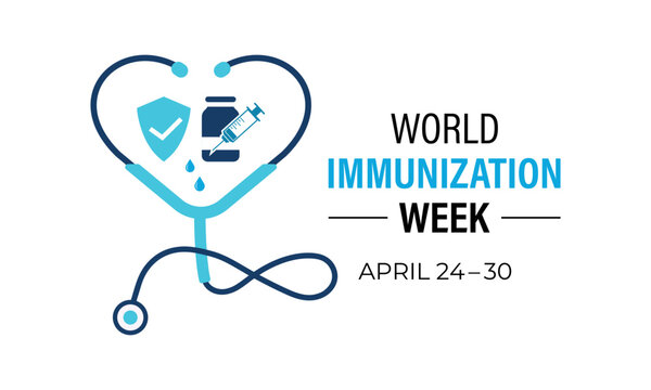 World Immunization Week is an annual global event celebrated every last week of April to highlight the importance of vaccines in protecting people. Stethoscope and Earth, syringe, vaccine.Vector eps10