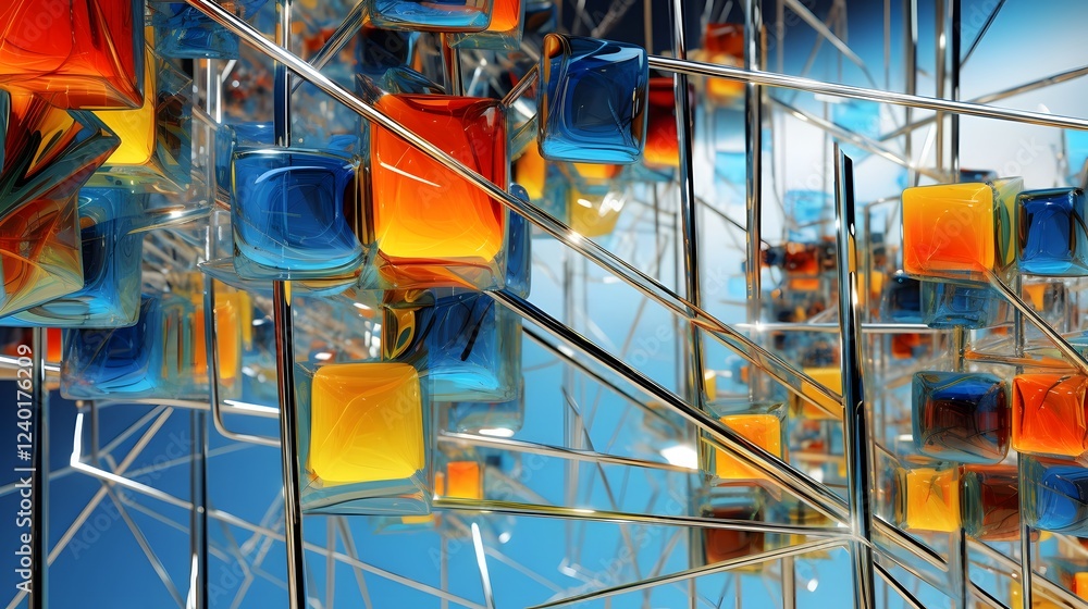 Poster visually striking abstract digital art depicting the advancements and innovations in the field of bi