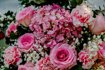 Beautiful flowers decorations, flower background, backdrop wedding decoration, rose pattern, colorful background, bunch of flowers