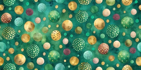 Abstract Watercolor Circles Pattern Featuring Diverse Textures and Hues on a Deep Teal Background