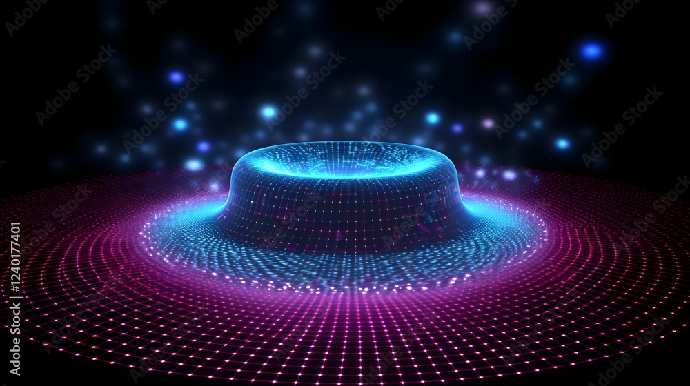Poster captivating 3d holographic display showcasing the intricate simulation of a black hole a celestial p