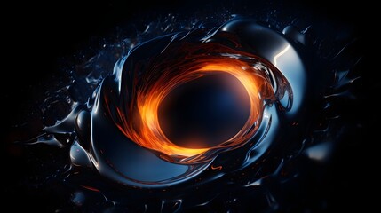 Captivating 3D holographic display showcasing a detailed simulation of a black hole revealing the complex cosmic phenomena and groundbreaking scientific visualization of this astronomical
