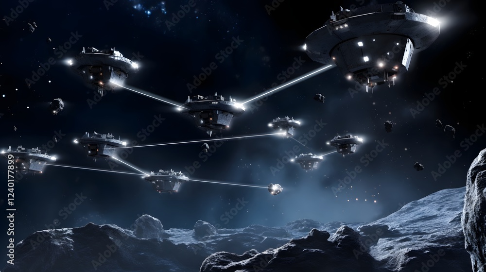 Poster scientists conducting groundbreaking asteroid mining research to unlock celestial resources and driv