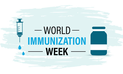 World Immunization Week is an annual global event celebrated every last week of April to highlight the importance of vaccines in protecting people. Stethoscope and Earth, syringe, vaccine.Vector eps10